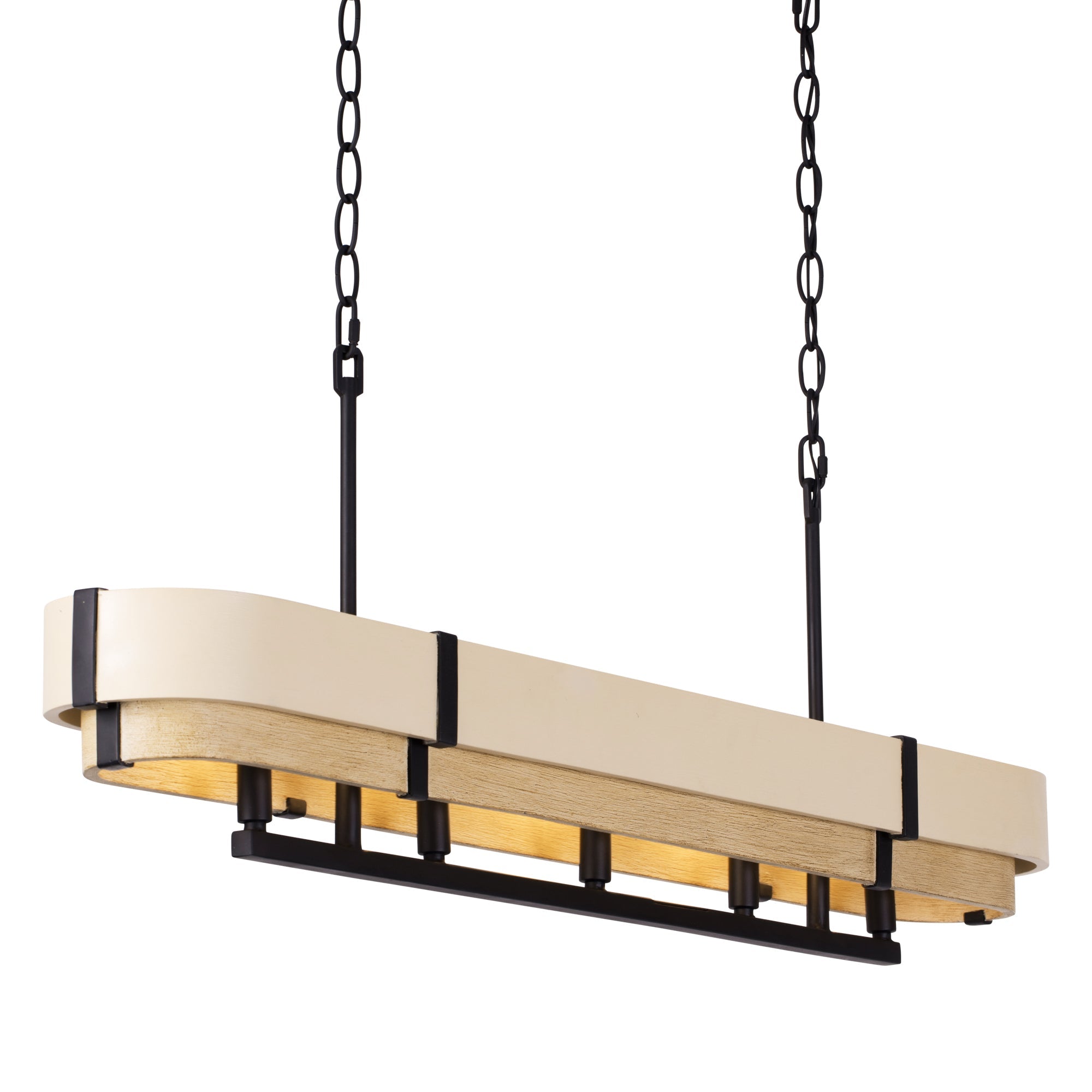 Blonde Moment 5 Light   Linear Pendant - Matte Black/Honey/Medium Oak