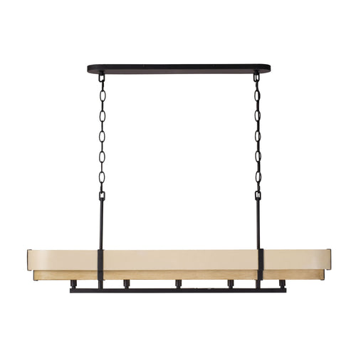 Blonde Moment 5 Light   Linear Pendant - Matte Black/Honey/Medium Oak