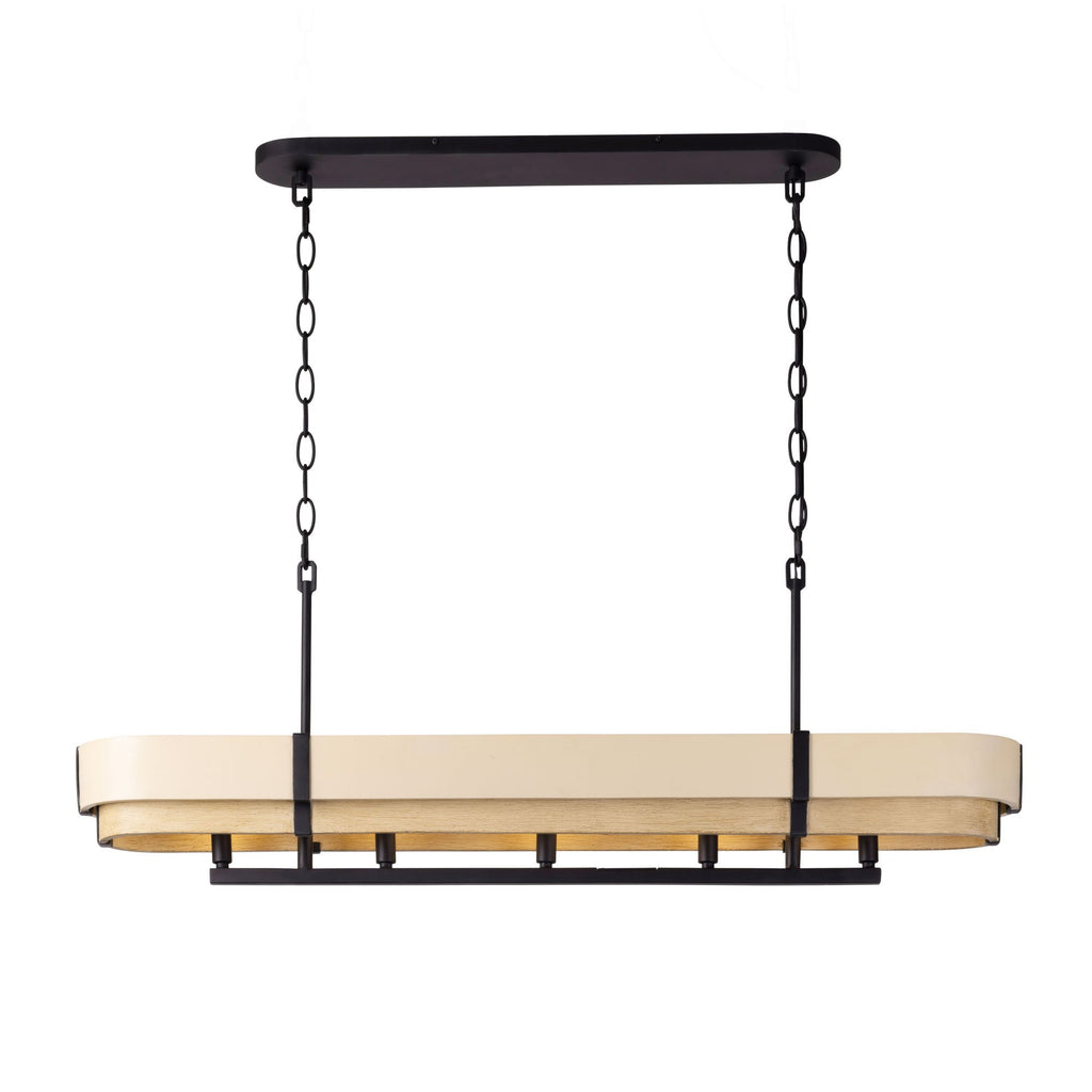 Blonde Moment 5 Light   Linear Pendant - Matte Black/Honey/Medium Oak