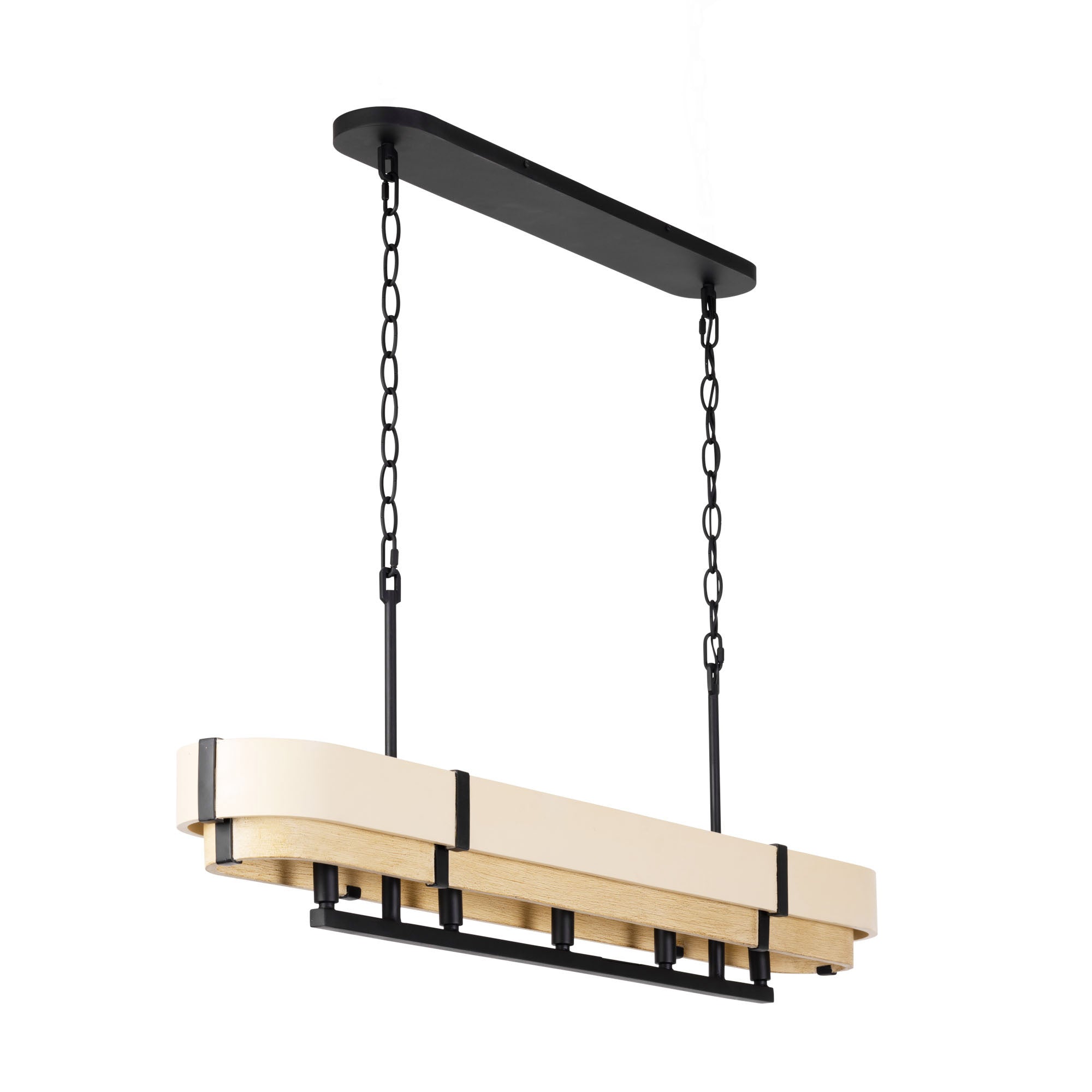 Blonde Moment 5 Light   Linear Pendant - Matte Black/Honey/Medium Oak
