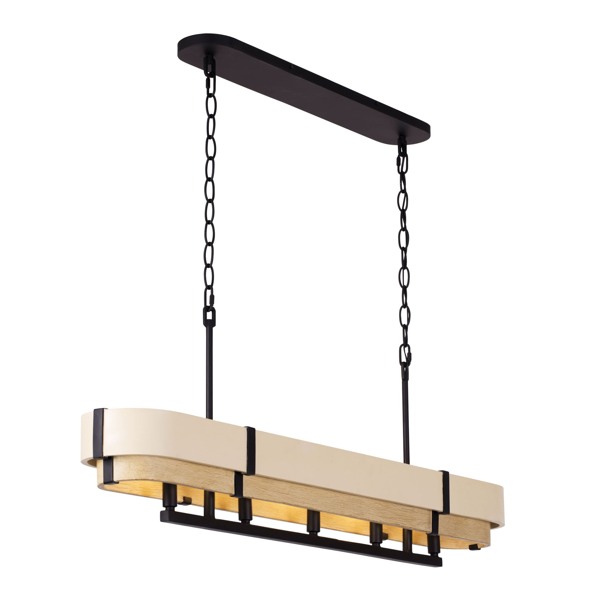 Blonde Moment 5 Light   Linear Pendant - Matte Black/Honey/Medium Oak