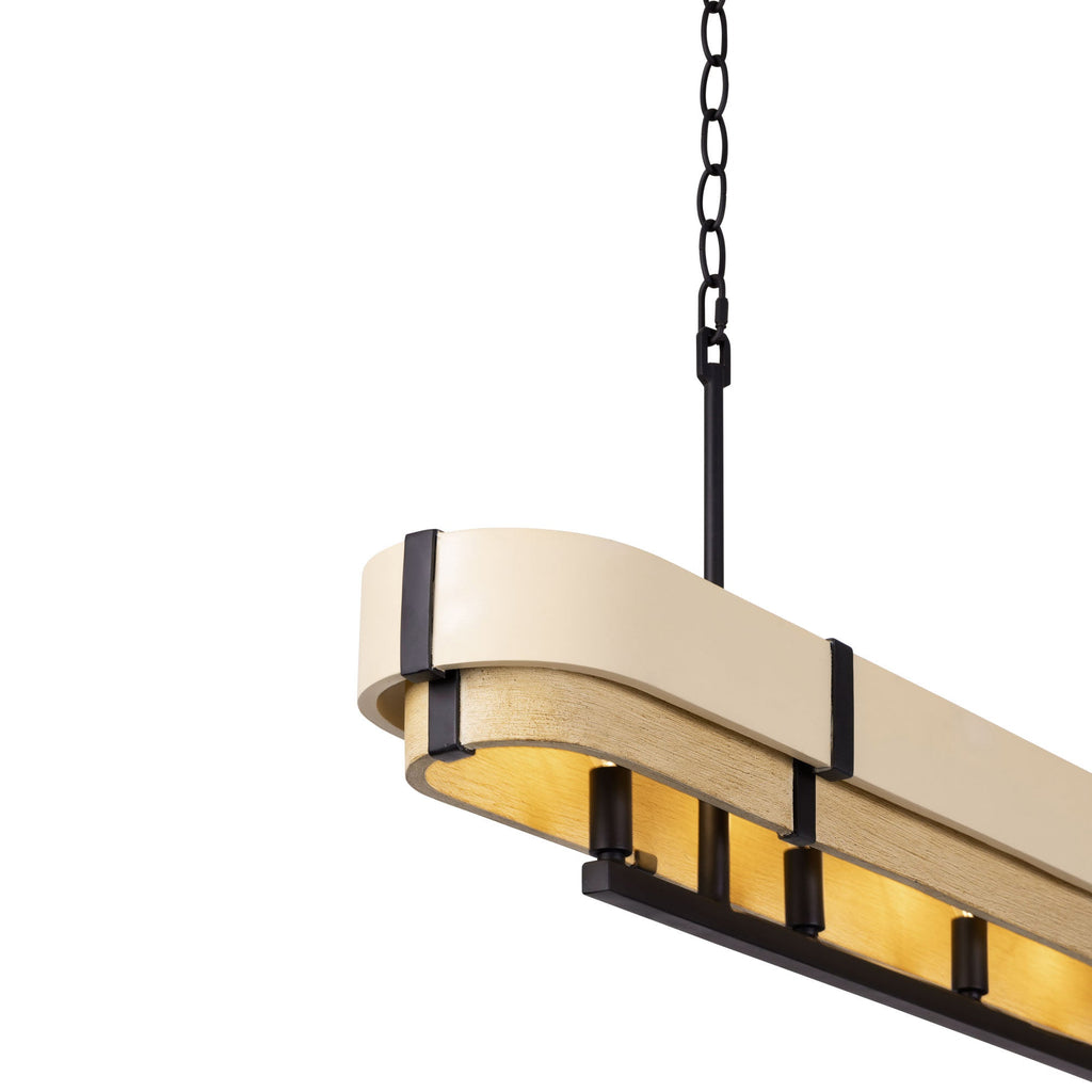 Blonde Moment 5 Light   Linear Pendant - Matte Black/Honey/Medium Oak