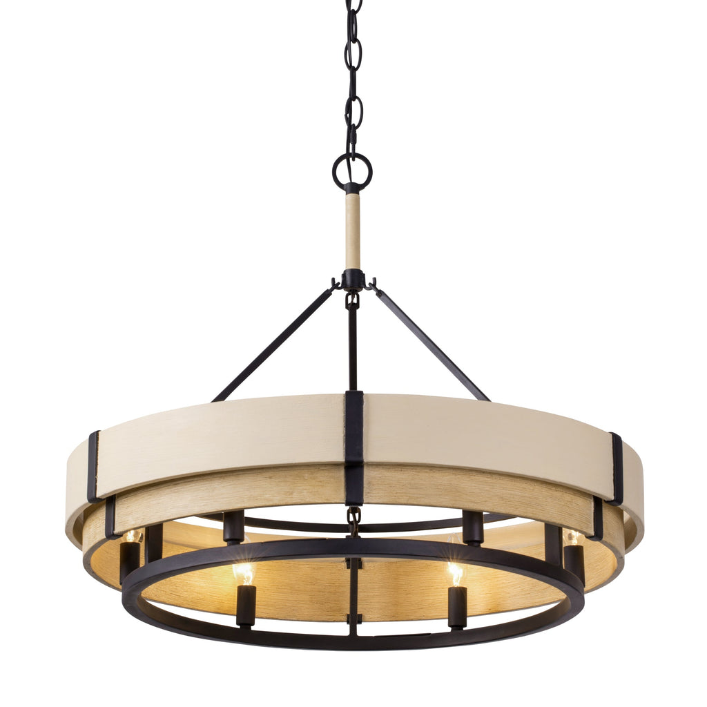 Blonde Moment 6 Light   Pendant - Matte Black/Honey/Medium Oak