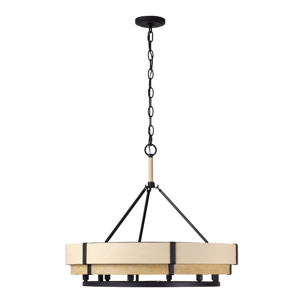 Blonde Moment 6 Light   Pendant - Matte Black/Honey/Medium Oak