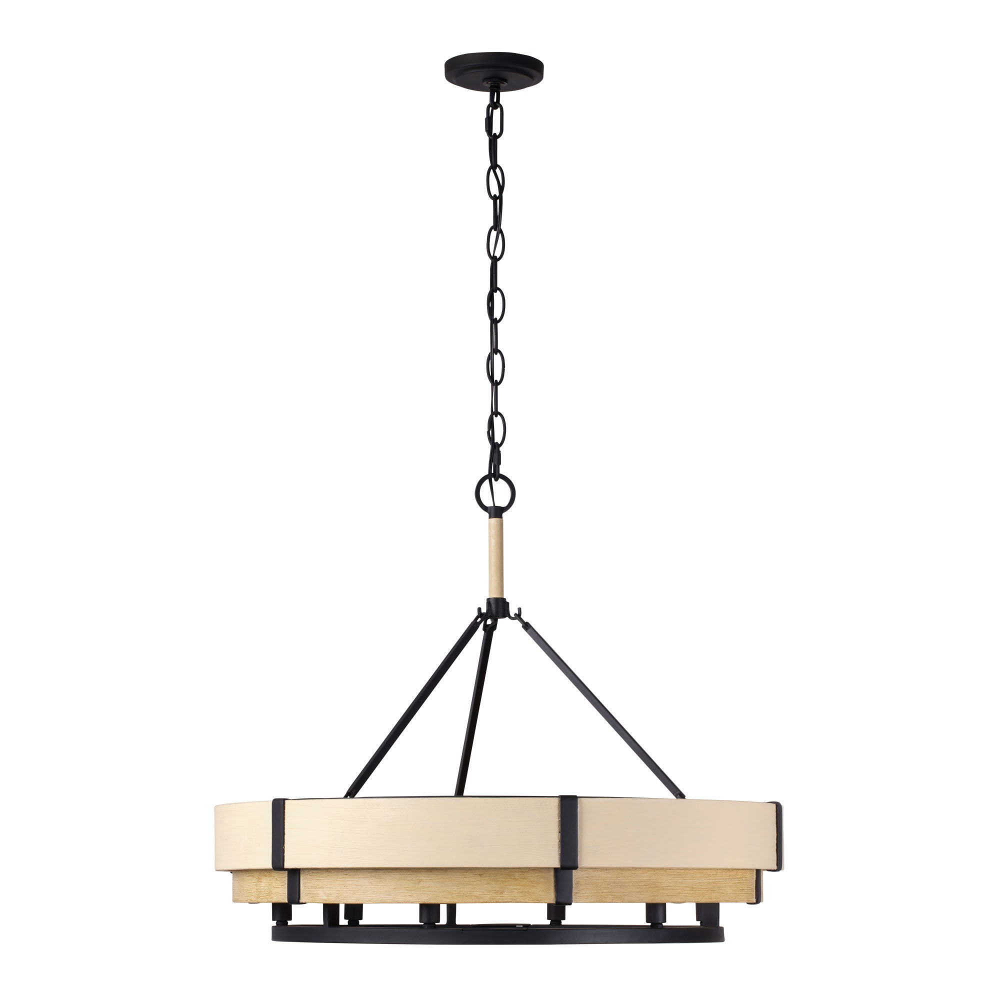 Blonde Moment 6 Light   Pendant - Matte Black/Honey/Medium Oak