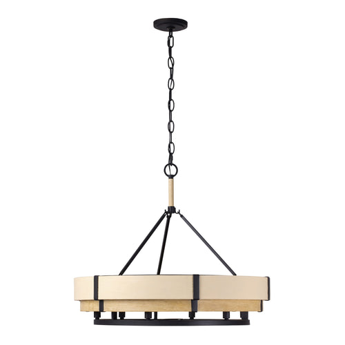 Blonde Moment 6 Light   Pendant - Matte Black/Honey/Medium Oak