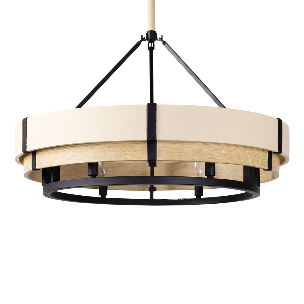 Blonde Moment 6 Light   Pendant - Matte Black/Honey/Medium Oak