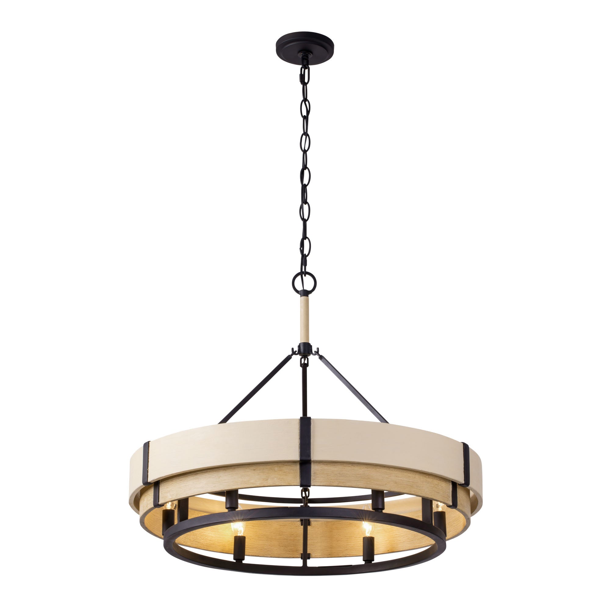 Blonde Moment 6 Light   Pendant - Matte Black/Honey/Medium Oak