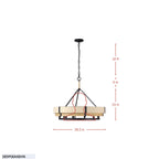 Blonde Moment 6 Light   Pendant - Matte Black/Honey/Medium Oak