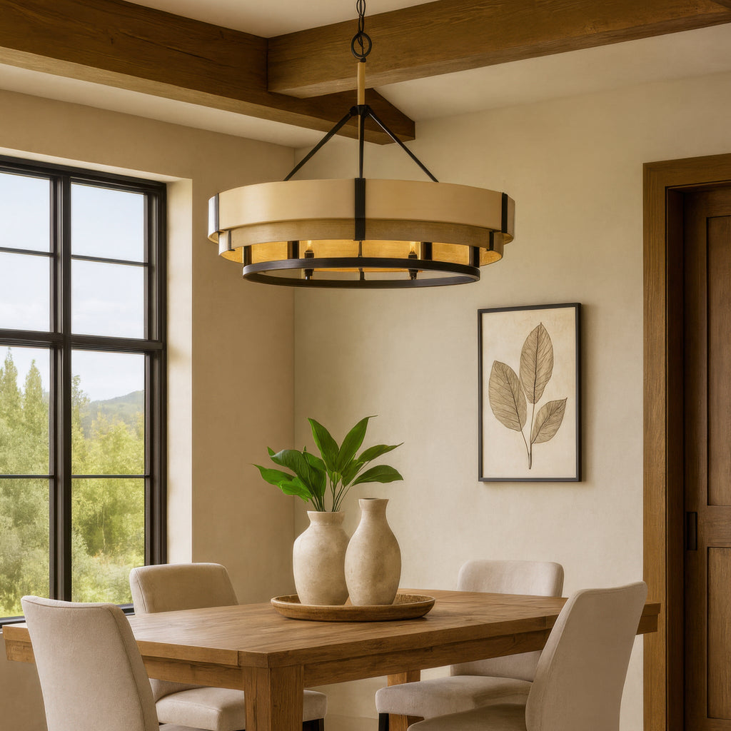 Blonde Moment 6 Light   Pendant - Matte Black/Honey/Medium Oak