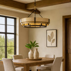Blonde Moment 6 Light   Pendant - Matte Black/Honey/Medium Oak