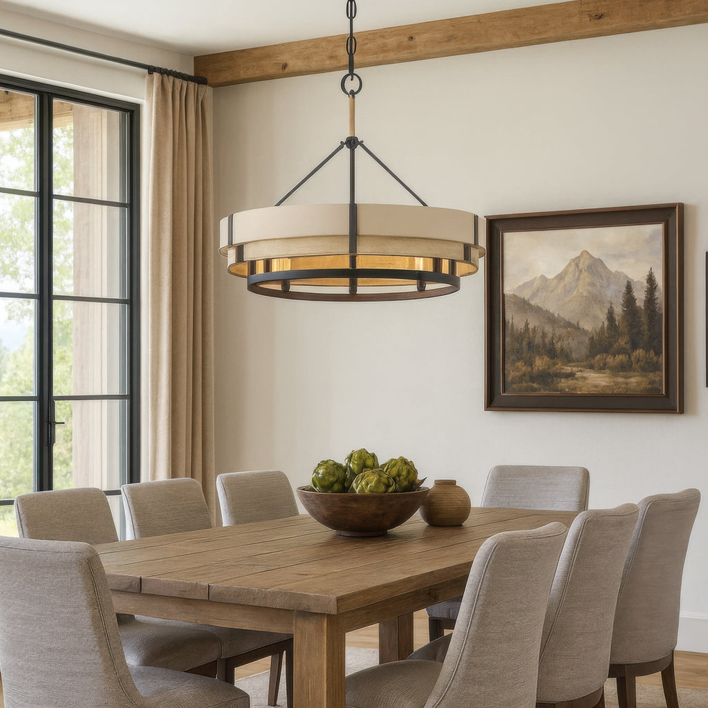 Blonde Moment 6 Light   Pendant - Matte Black/Honey/Medium Oak