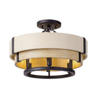Blonde Moment 3 Light   Semi-Flush - Matte Black/Honey/Medium Oak
