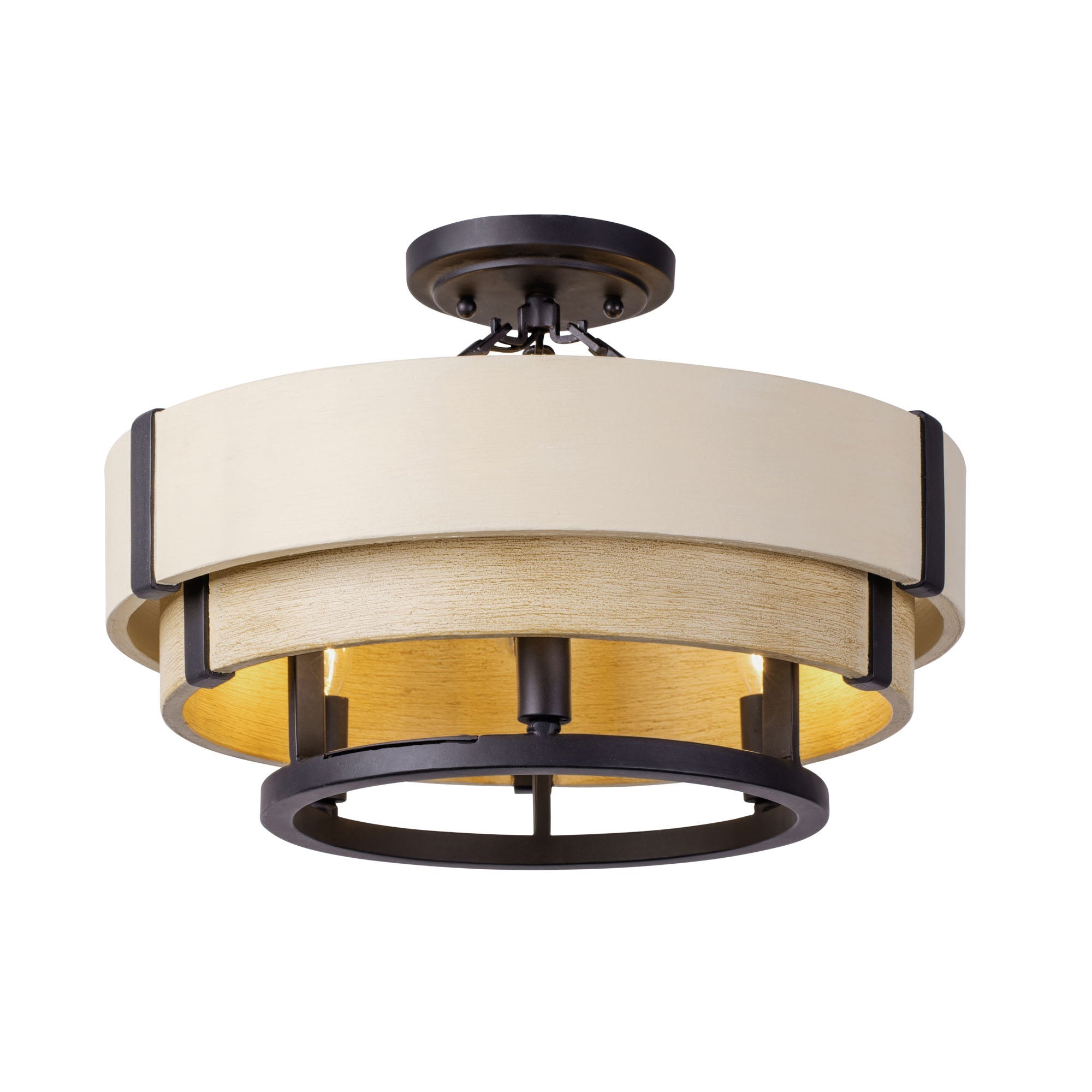 Blonde Moment 3 Light   Semi-Flush - Matte Black/Honey/Medium Oak