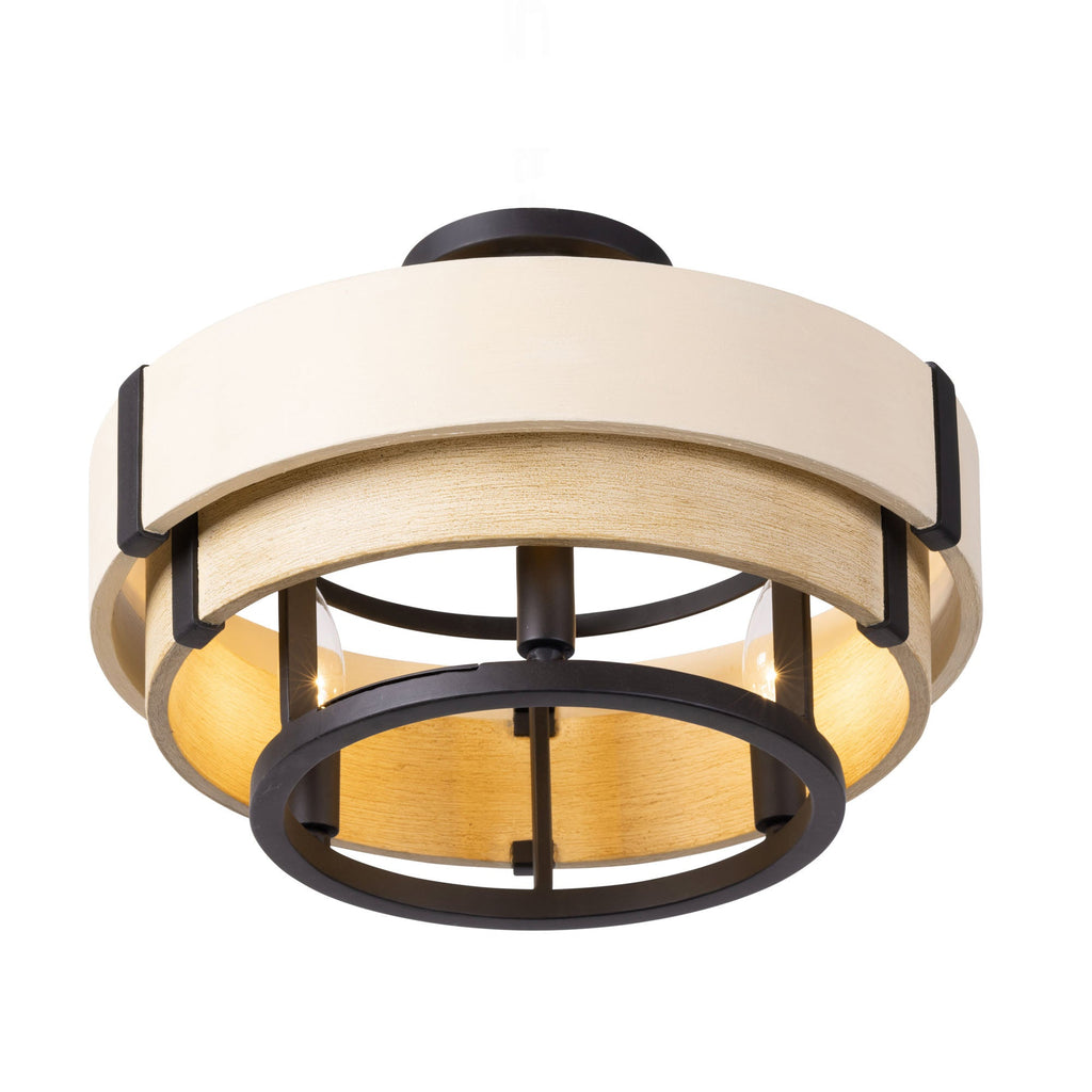 Blonde Moment 3 Light   Semi-Flush - Matte Black/Honey/Medium Oak