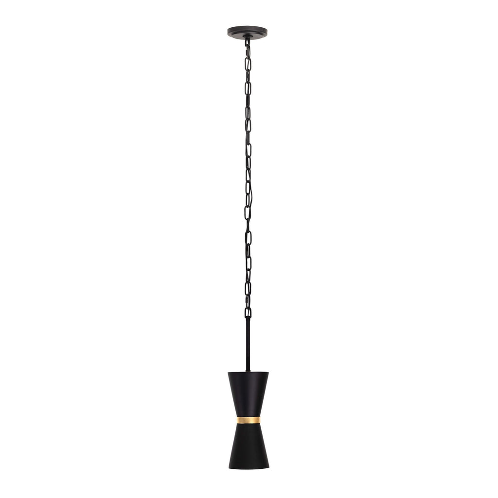 Mad Hatter 1 Light   Mini Pendant - Matte Black/French Gold