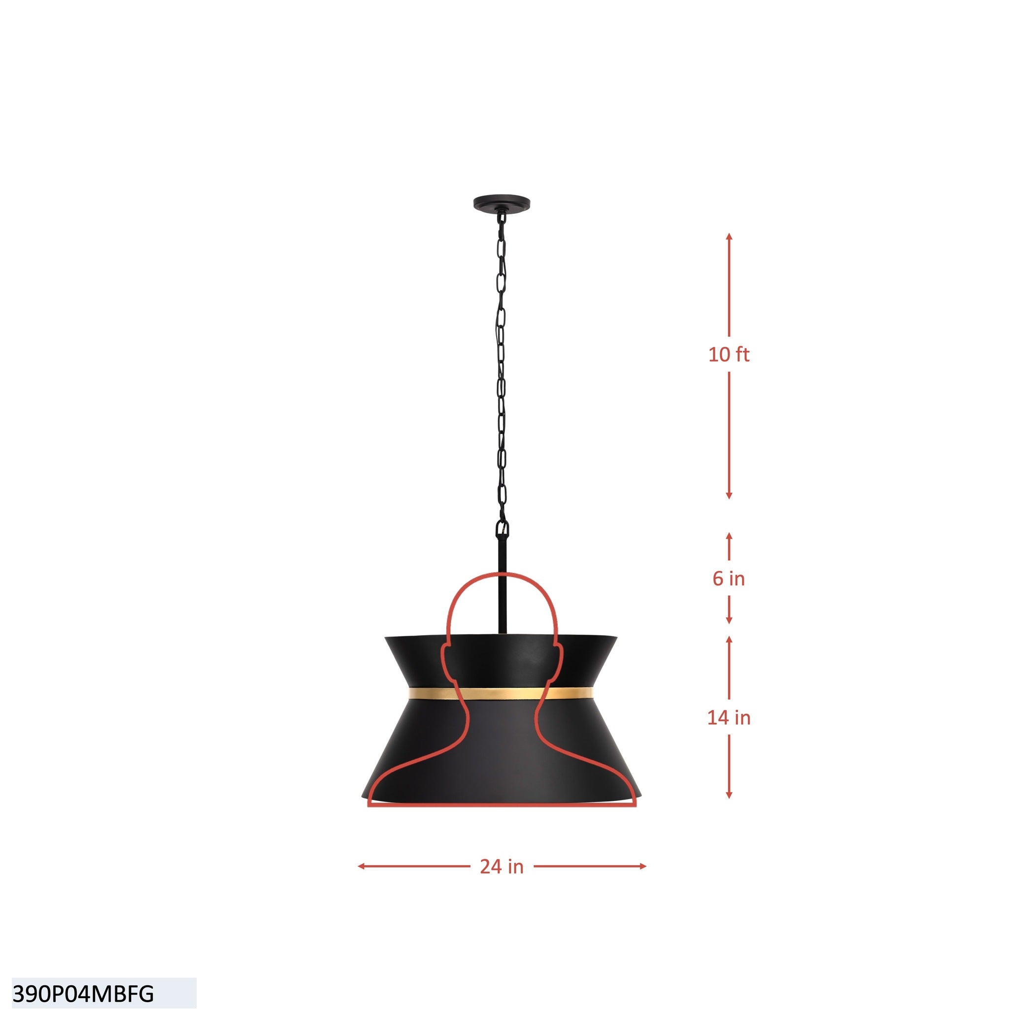 Mad Hatter 4 Light   Pendant - Matte Black/French Gold