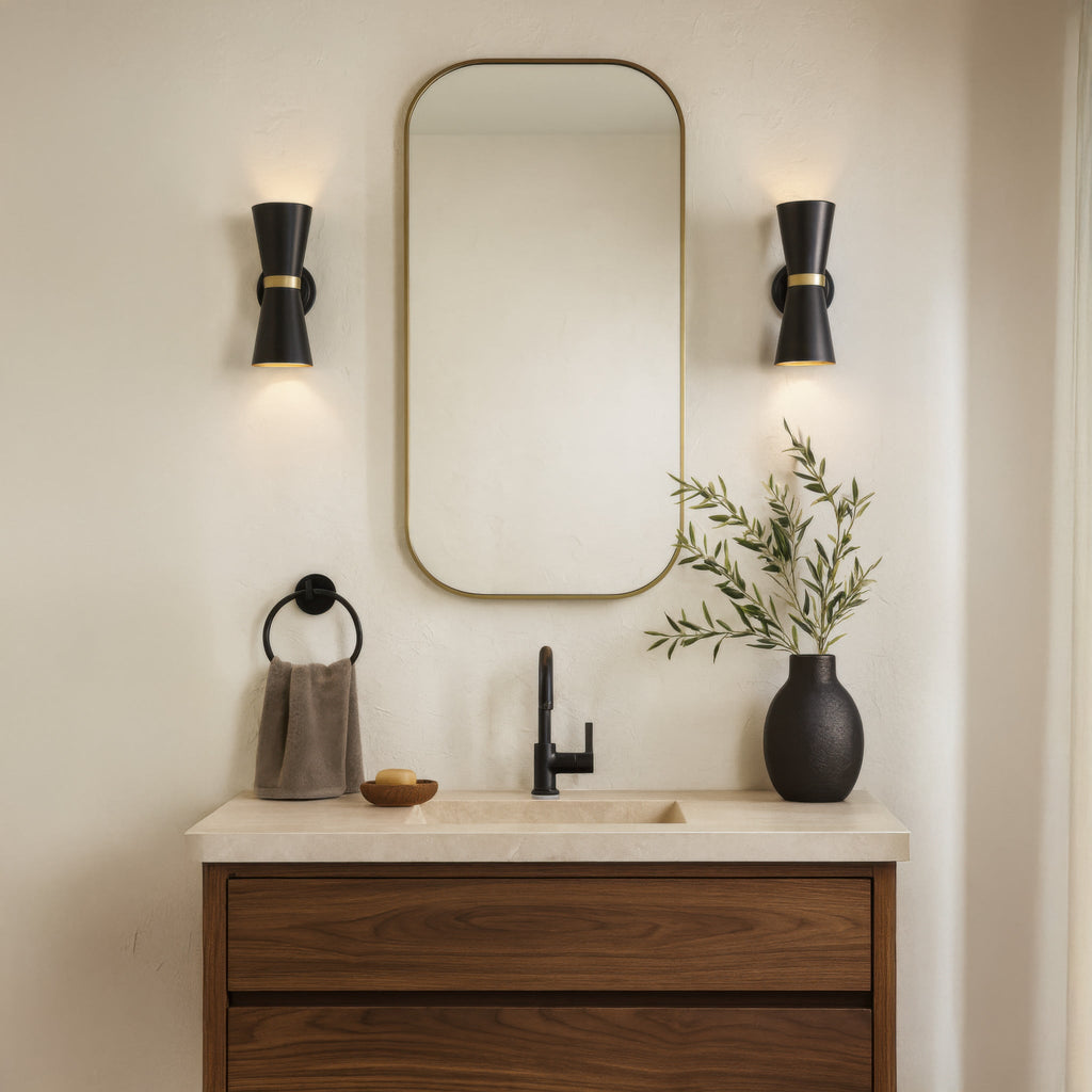 Mad Hatter 2 Light   Sconce - Matte Black/French Gold