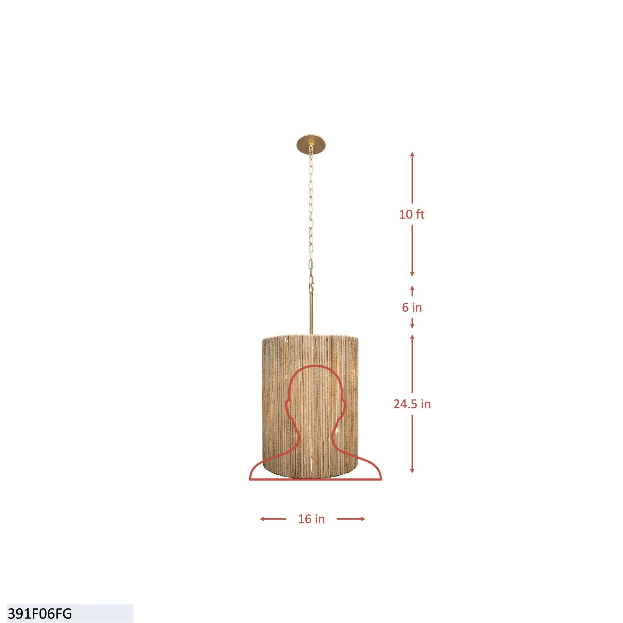 Jacob's Ladder 6 Light   Foyer - French Gold