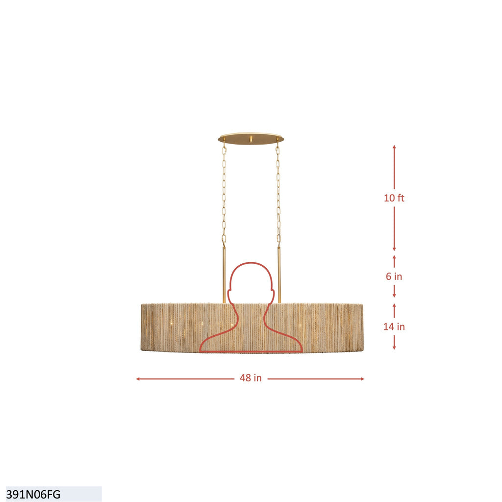 Jacob's Ladder 6 Light   Linear Pendant - French Gold