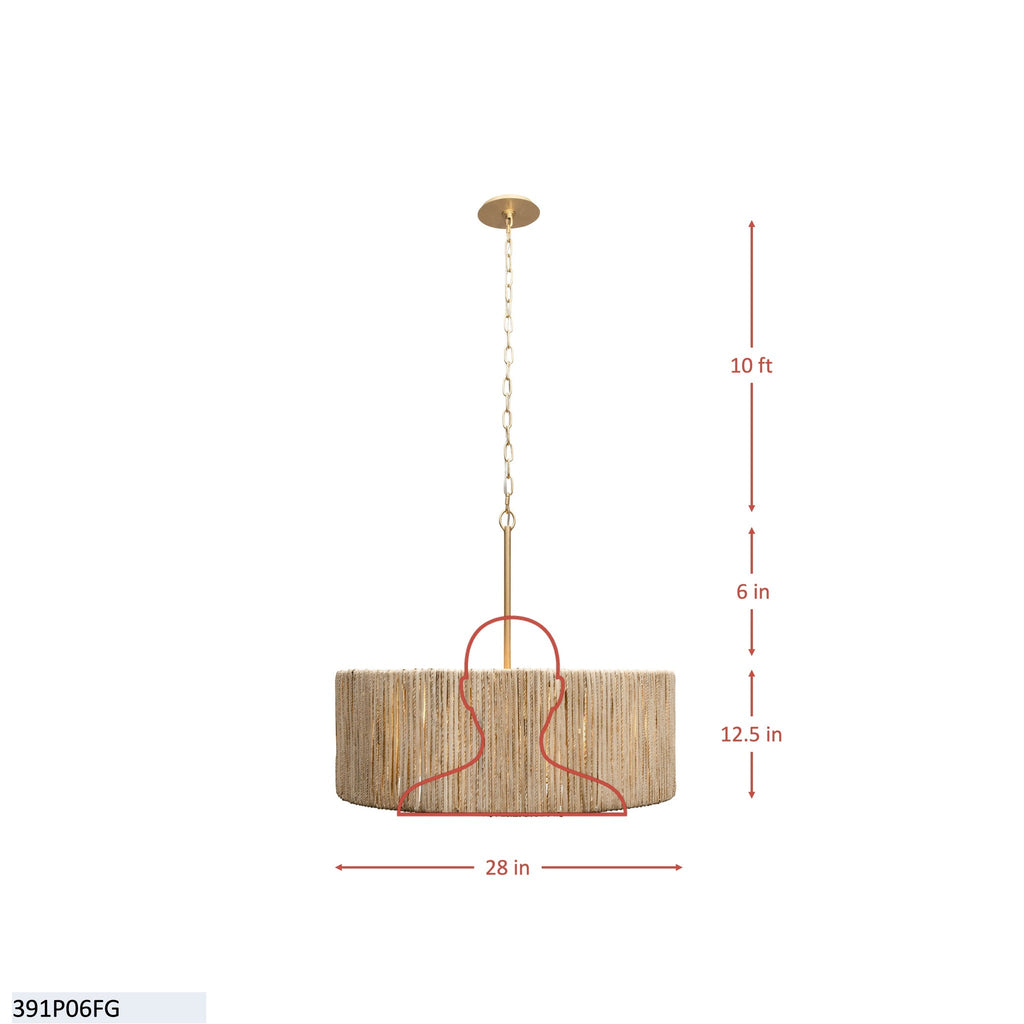 Jacob's Ladder 6 Light   Pendant - French Gold