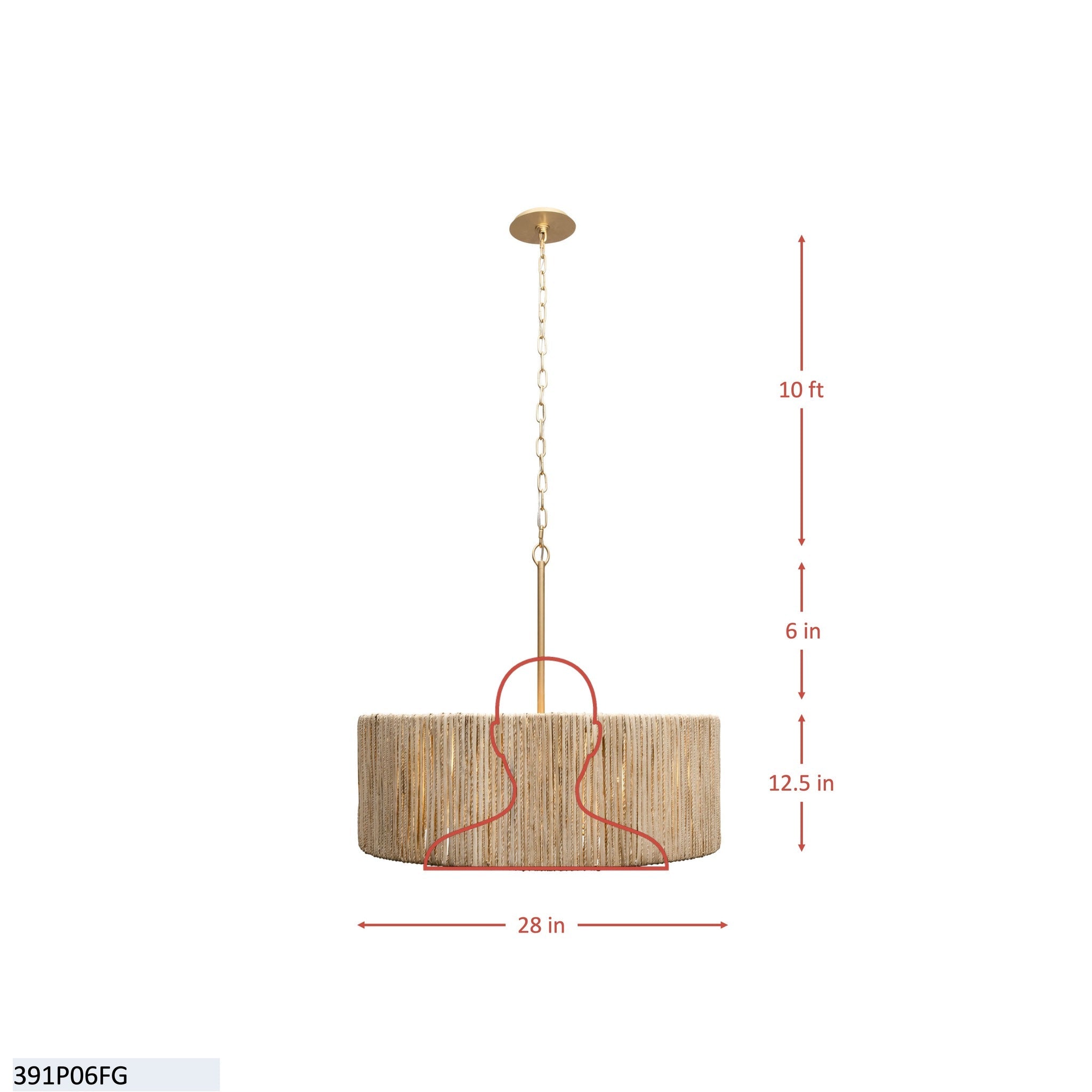 Jacob's Ladder 6 Light   Pendant - French Gold