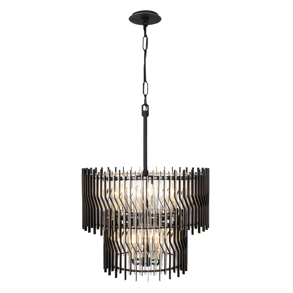 Park Row 10 Light 2-Tier Chandelier - Matte Black/French Gold