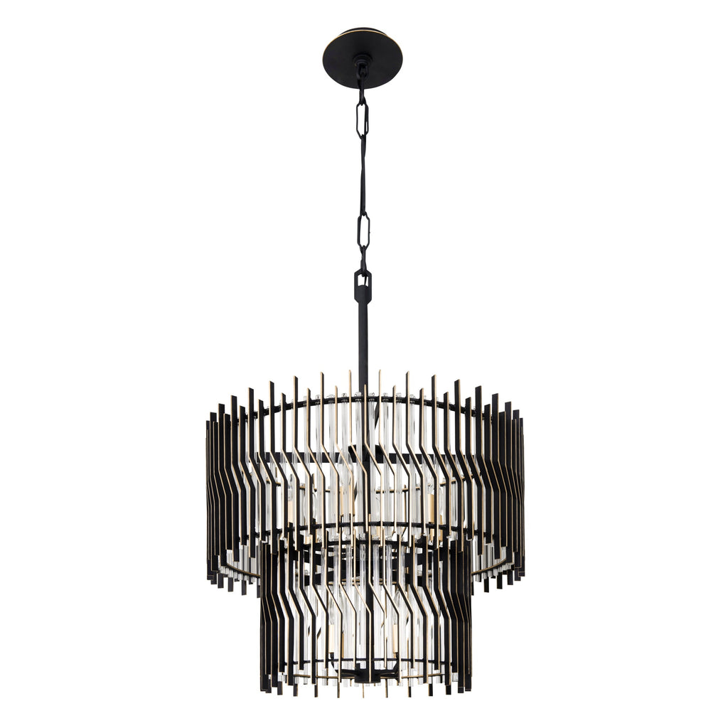Park Row 10 Light 2-Tier Chandelier - Matte Black/French Gold