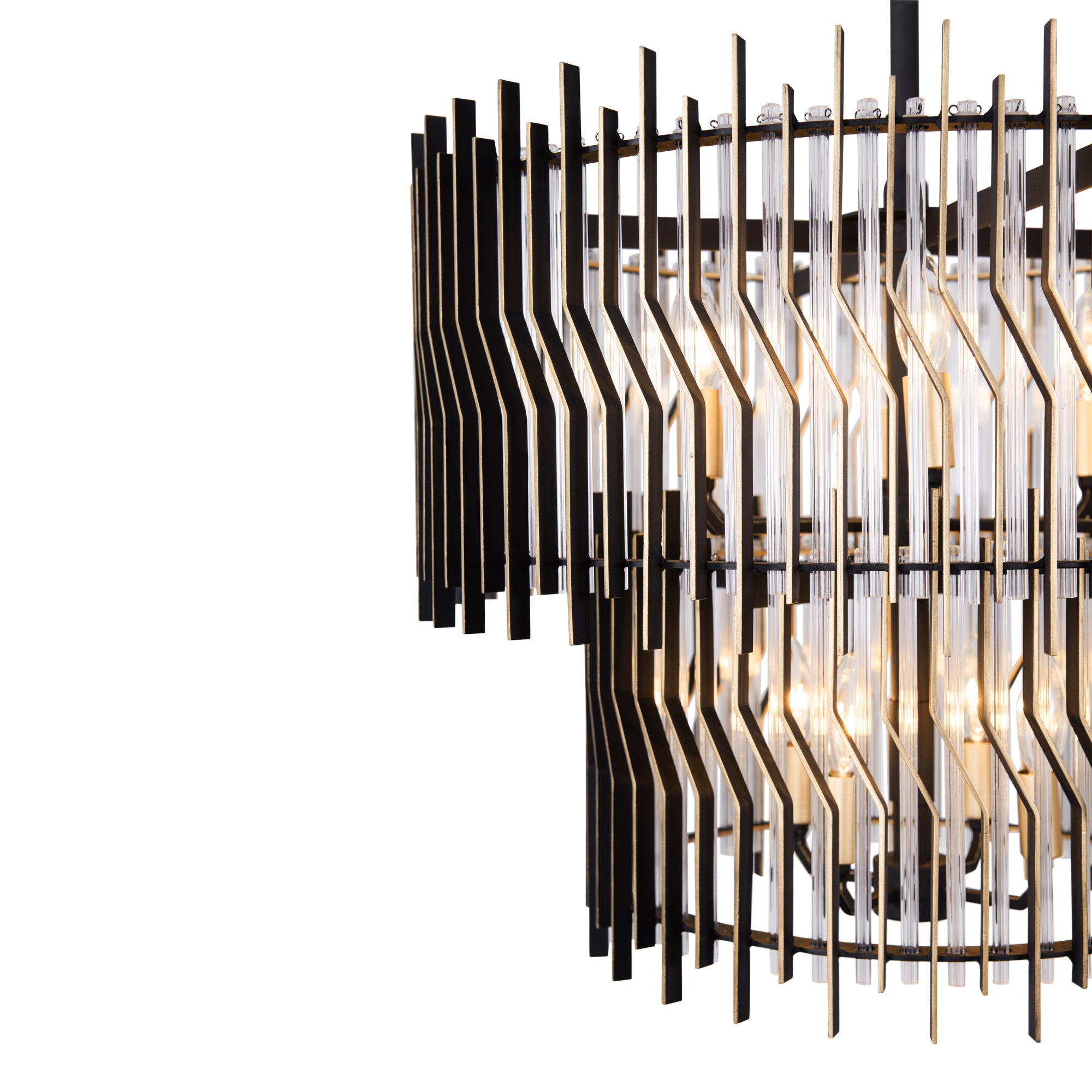 Park Row 10 Light 2-Tier Chandelier - Matte Black/French Gold
