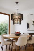 Park Row 10 Light 2-Tier Chandelier - Matte Black/French Gold