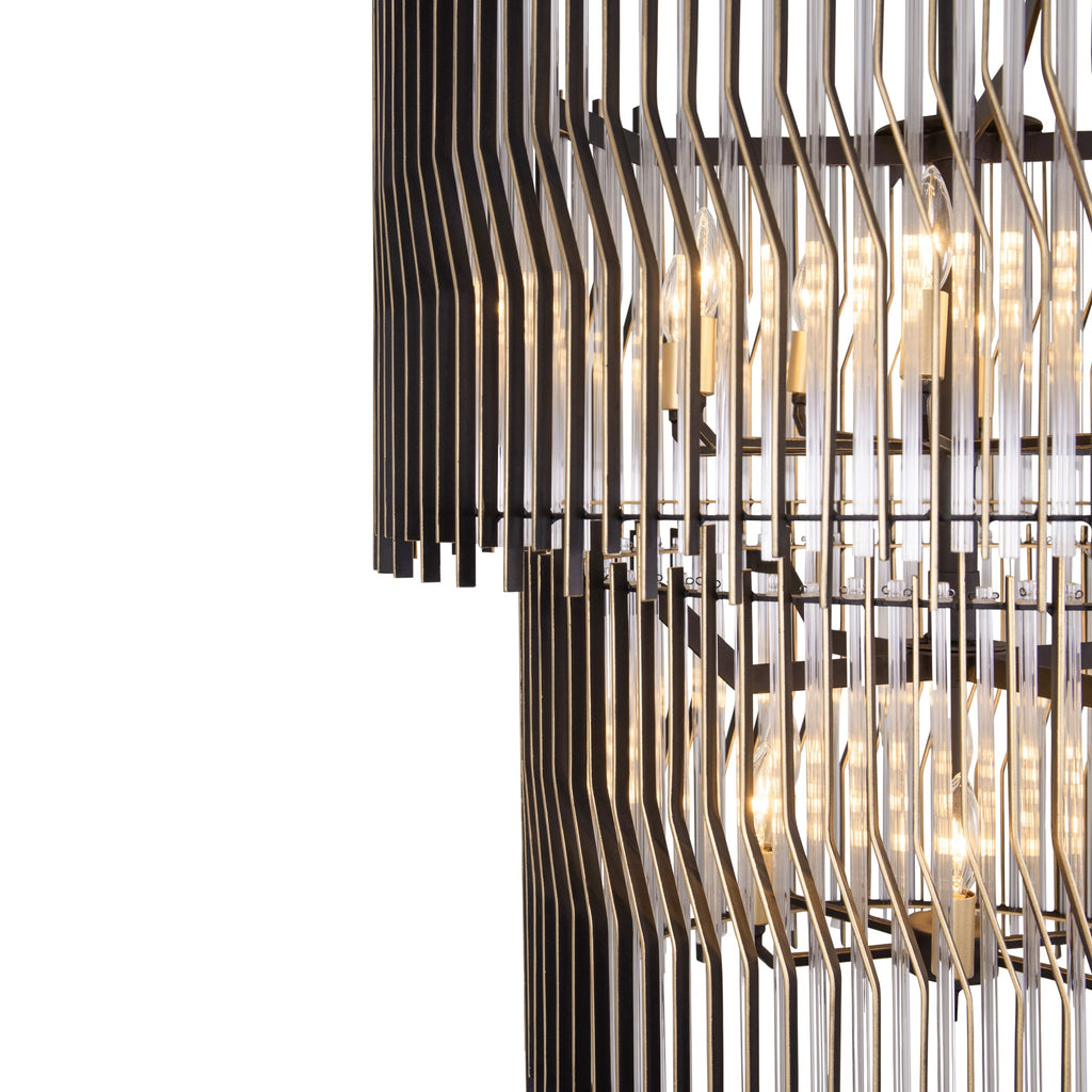 Park Row 14 Light 2-Tier Chandelier - Matte Black/French Gold