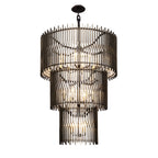 Park Row 18 Light 3-Tier Chandelier - Matte Black/French Gold