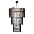 Park Row 18 Light 3-Tier Chandelier - Matte Black/French Gold