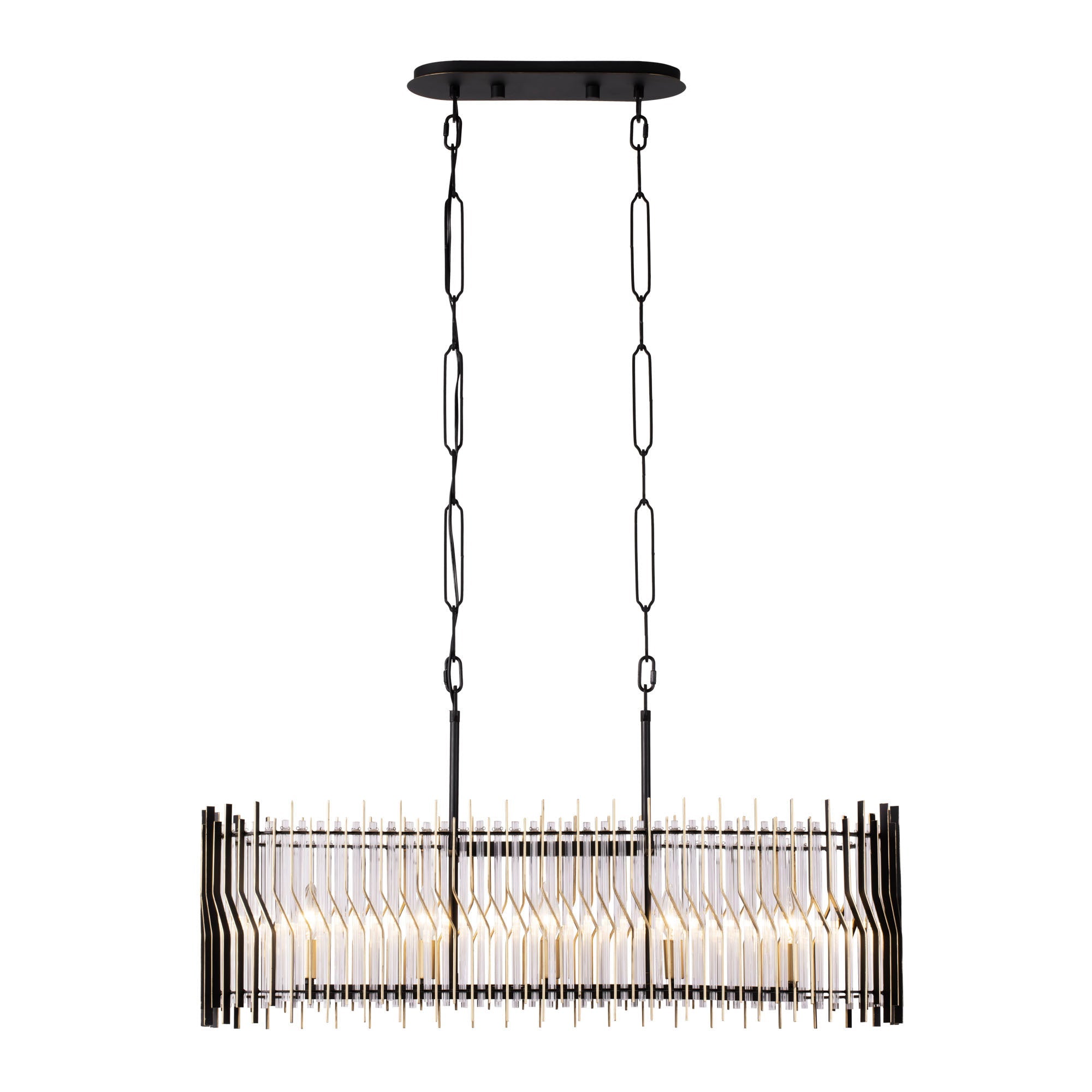 Park Row 5 Light   Linear Pendant - Matte Black/French Gold