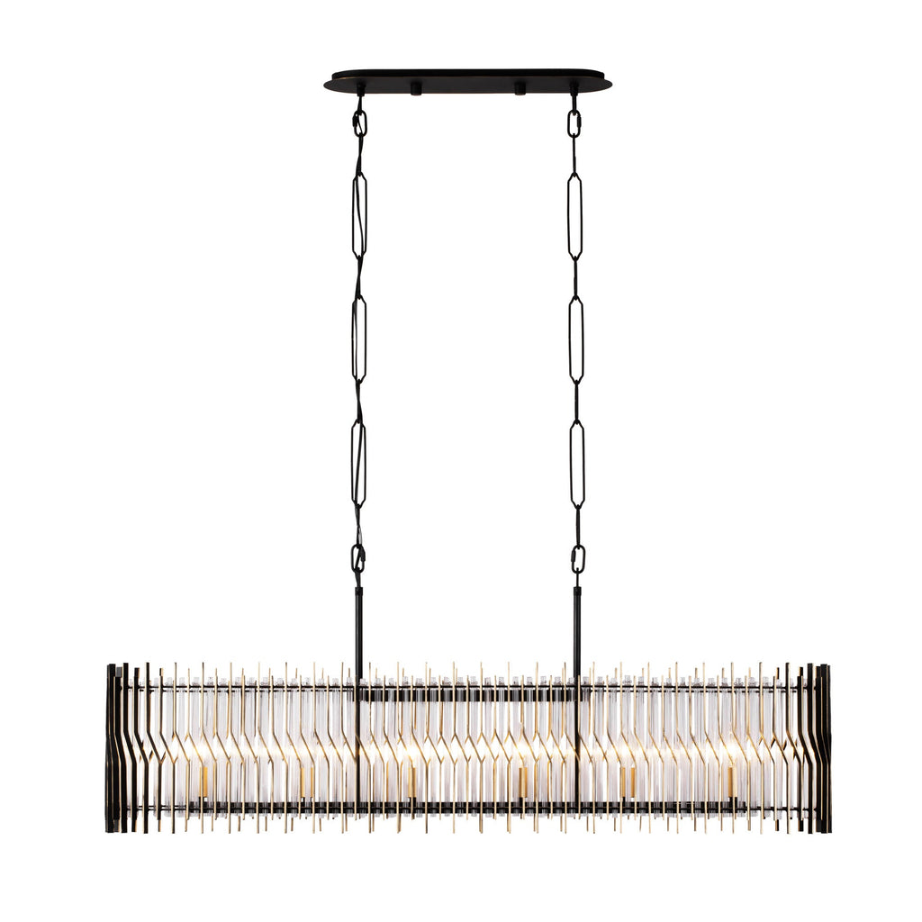 Park Row 6 Light   Linear Pendant - Matte Black/French Gold
