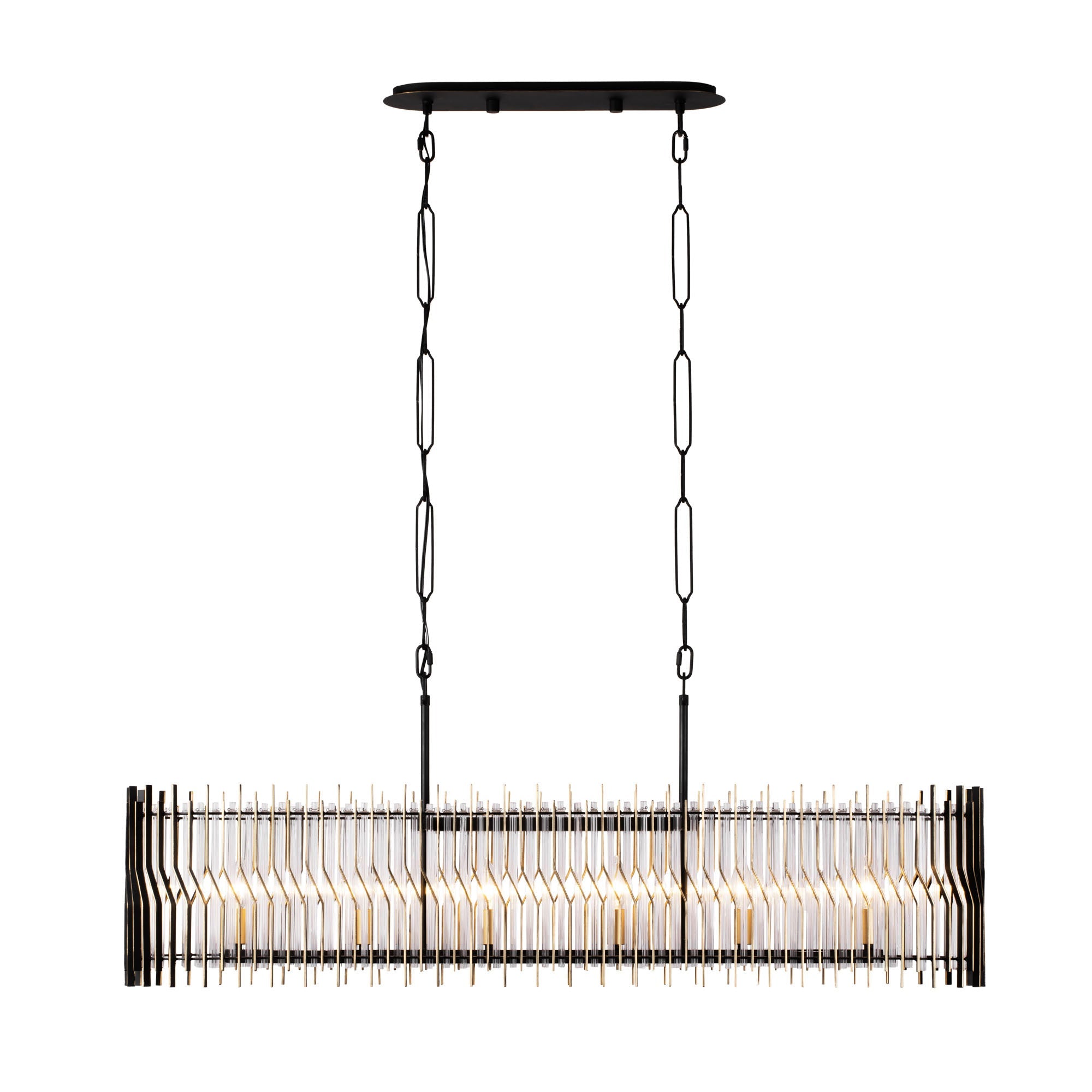 Park Row 6 Light   Linear Pendant - Matte Black/French Gold
