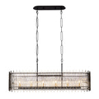 Park Row 6 Light   Linear Pendant - Matte Black/French Gold