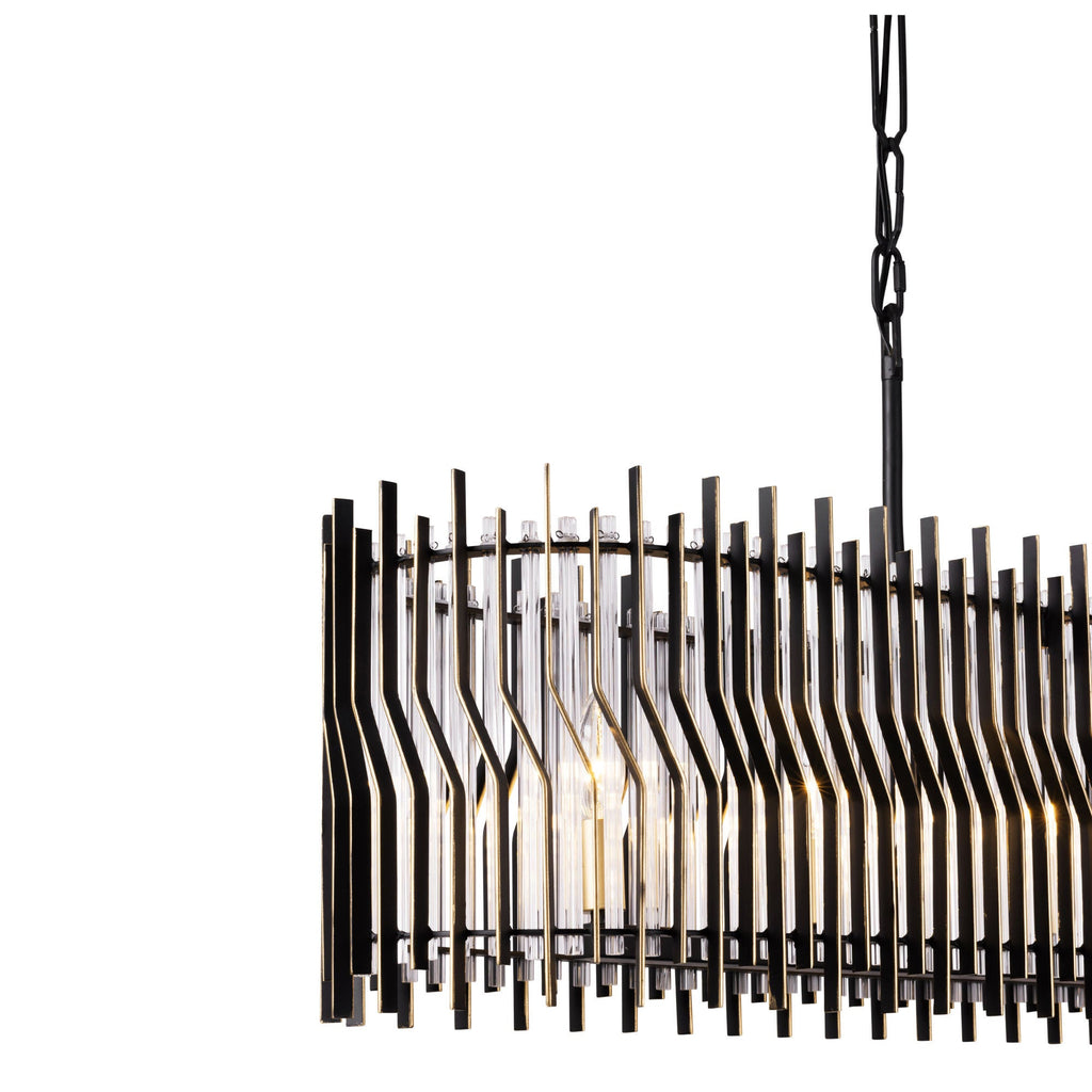 Park Row 6 Light   Linear Pendant - Matte Black/French Gold