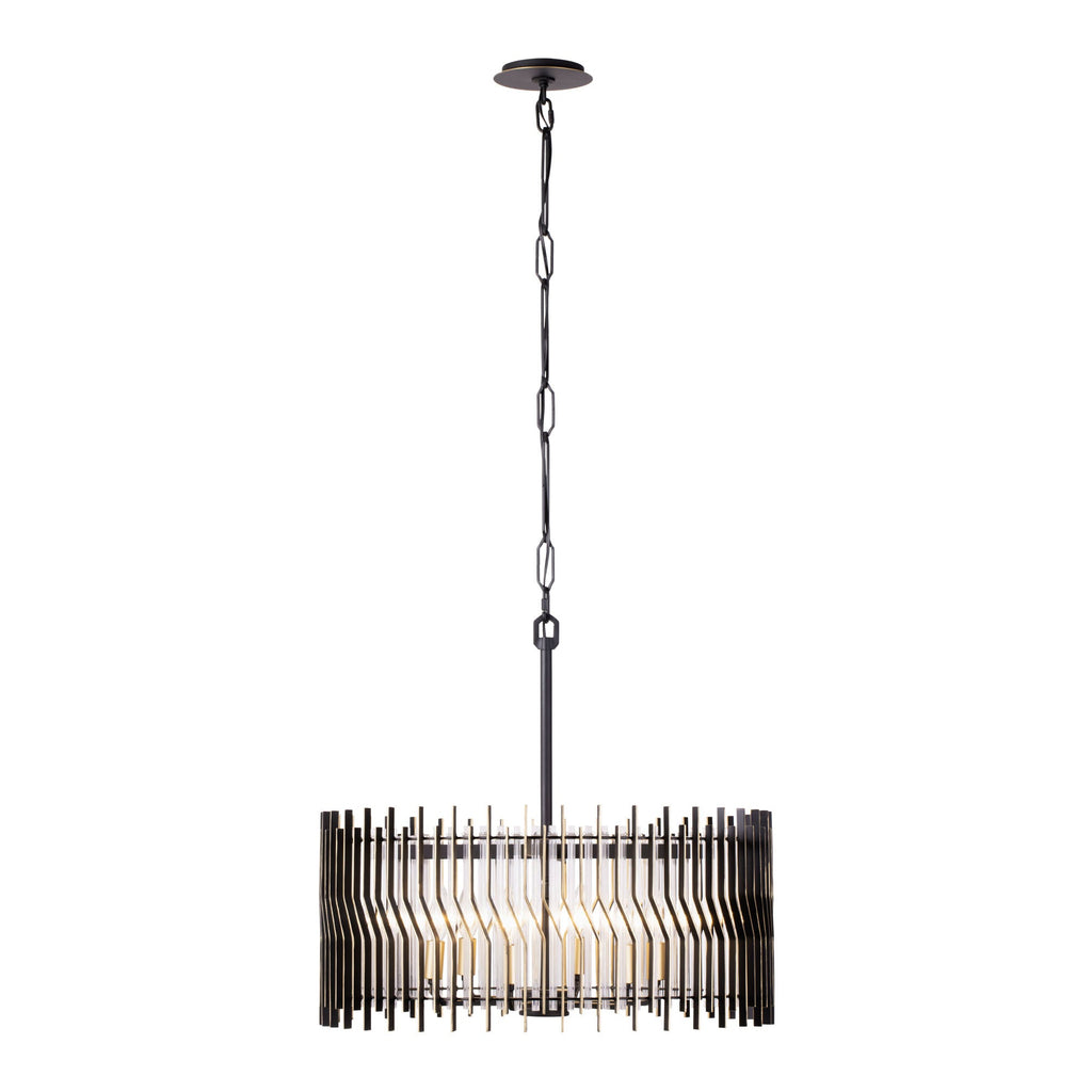 Park Row 6 Light   Pendant - Matte Black/French Gold