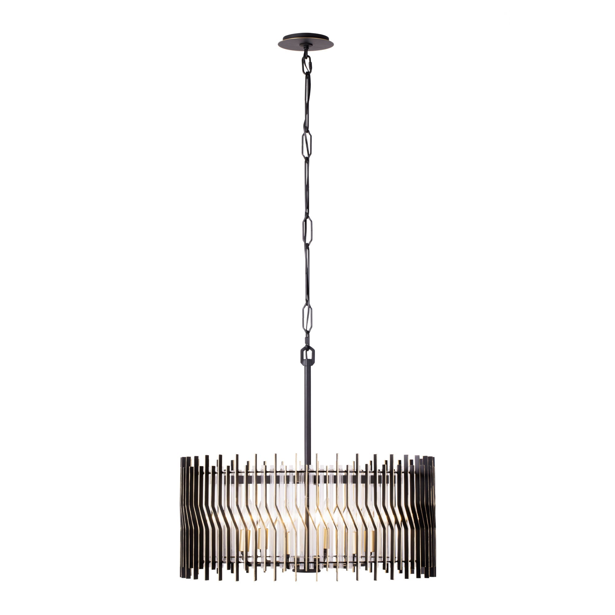 Park Row 6 Light   Pendant - Matte Black/French Gold