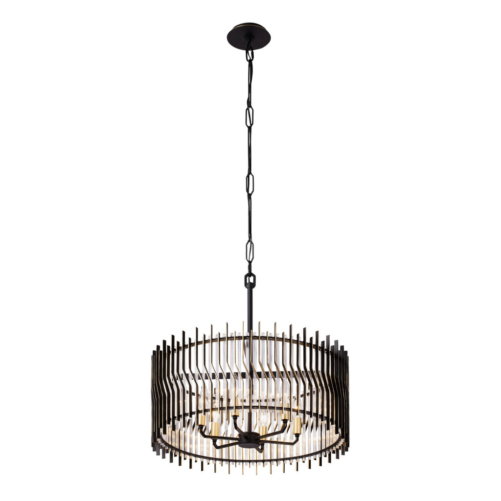 Park Row 6 Light   Pendant - Matte Black/French Gold