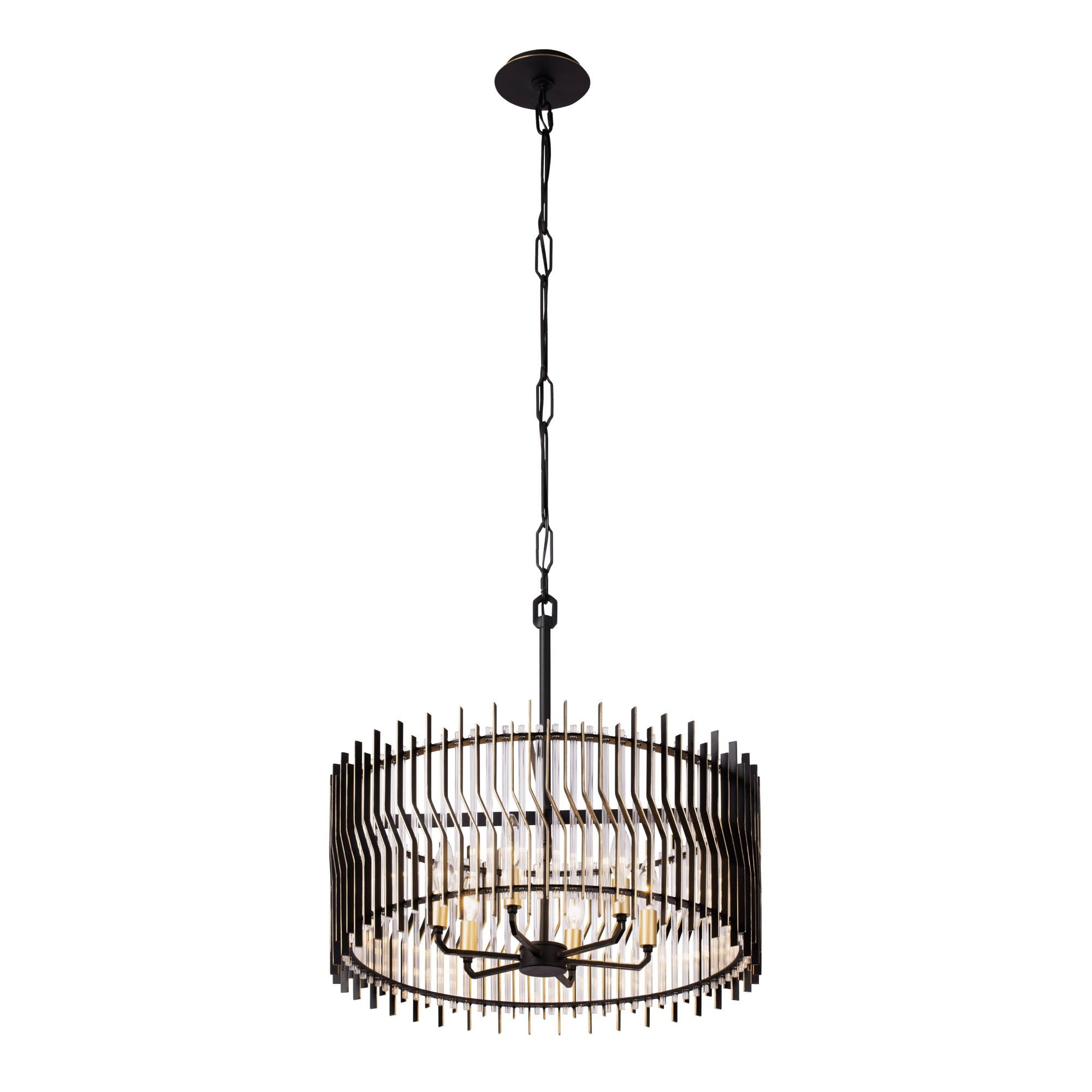 Park Row 6 Light   Pendant - Matte Black/French Gold