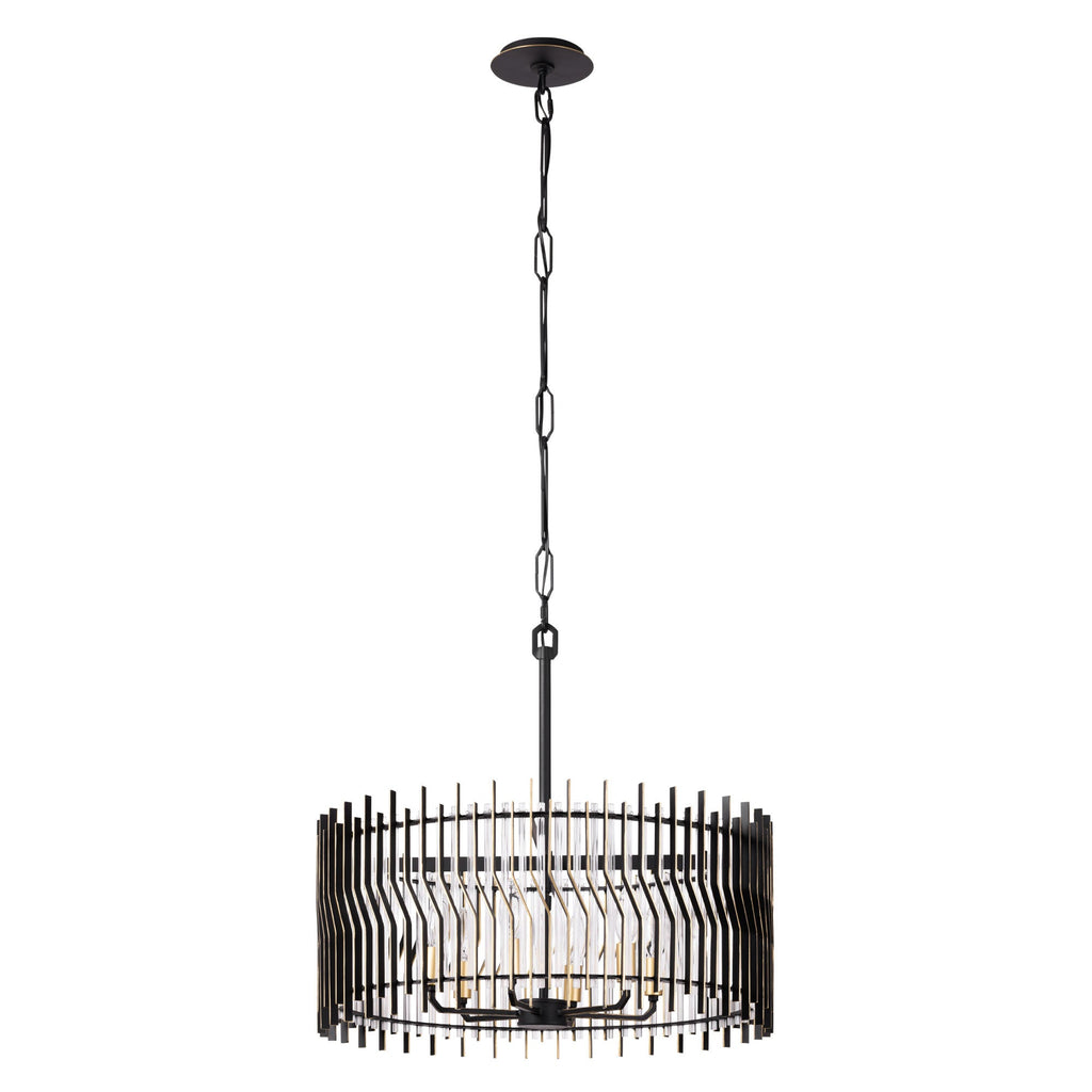 Park Row 6 Light   Pendant - Matte Black/French Gold