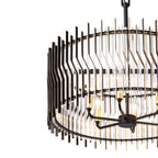 Park Row 6 Light   Pendant - Matte Black/French Gold