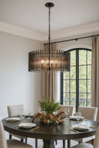 Park Row 6 Light   Pendant - Matte Black/French Gold