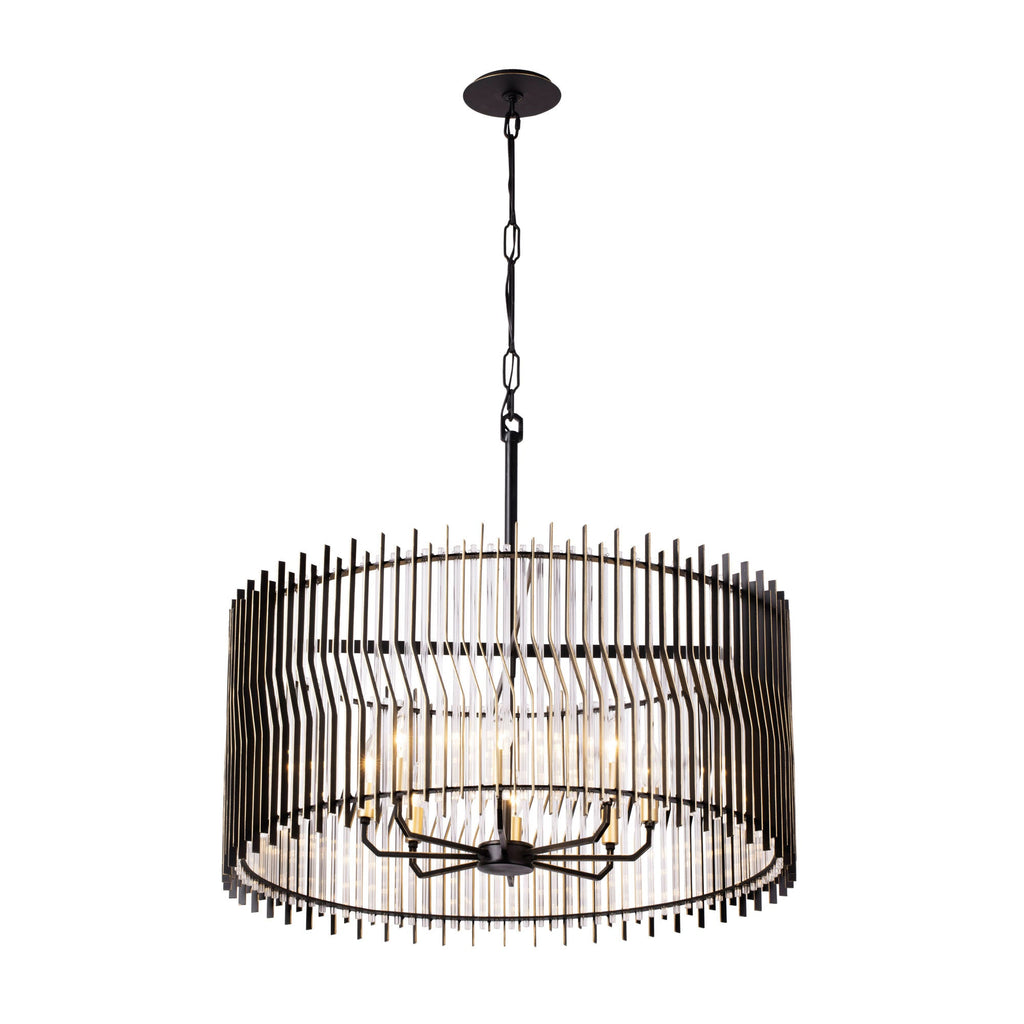 Park Row 8 Light   Pendant - Matte Black/French Gold