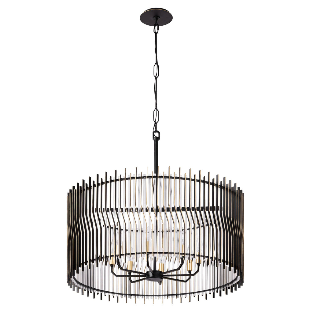 Park Row 8 Light   Pendant - Matte Black/French Gold