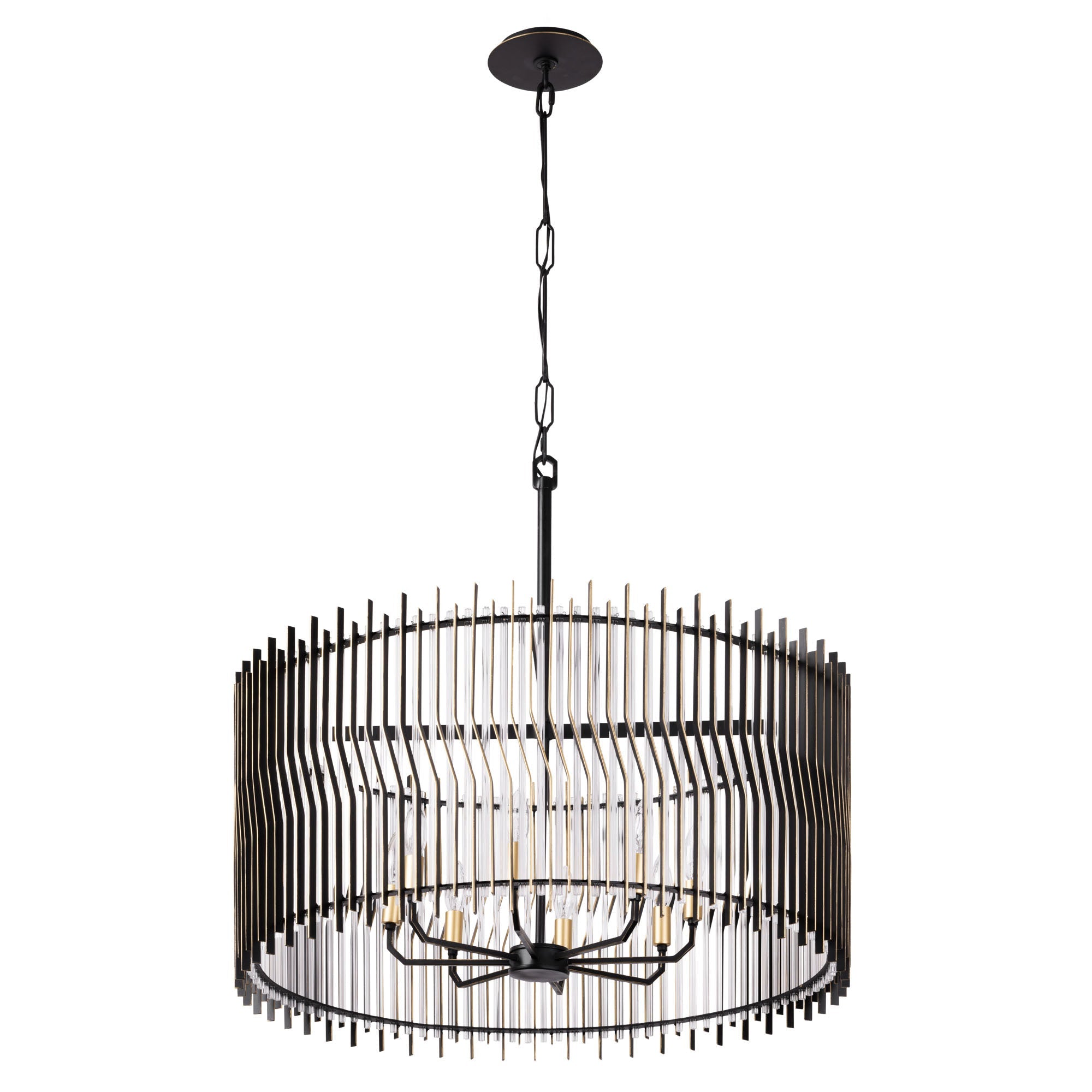 Park Row 8 Light   Pendant - Matte Black/French Gold