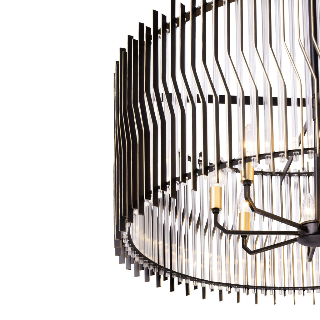 Park Row 8 Light   Pendant - Matte Black/French Gold