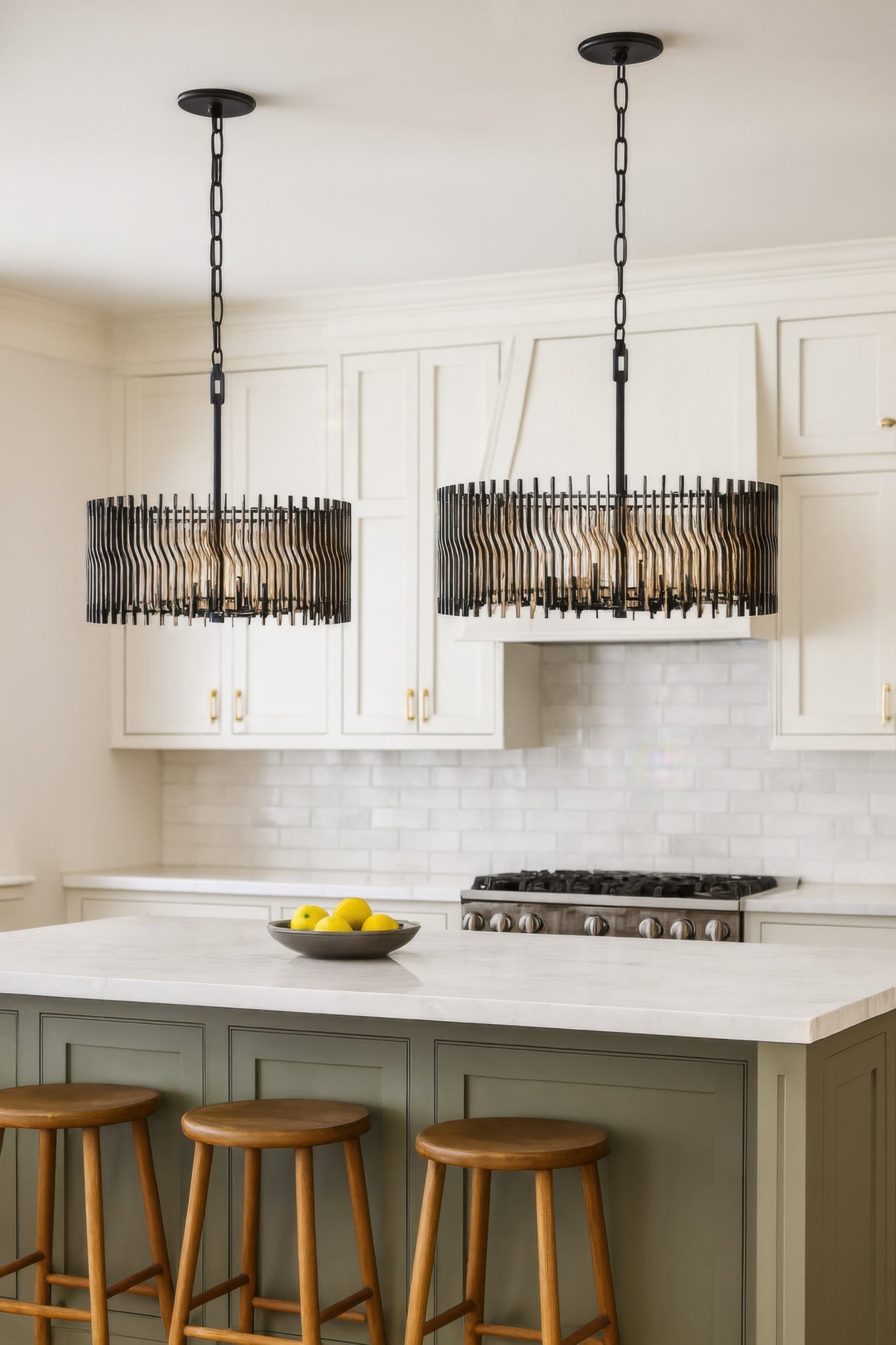 Park Row 8 Light   Pendant - Matte Black/French Gold